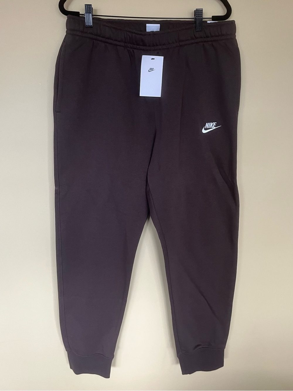 Nike Dark Brown Sweatpants with White Logo Tag NWT